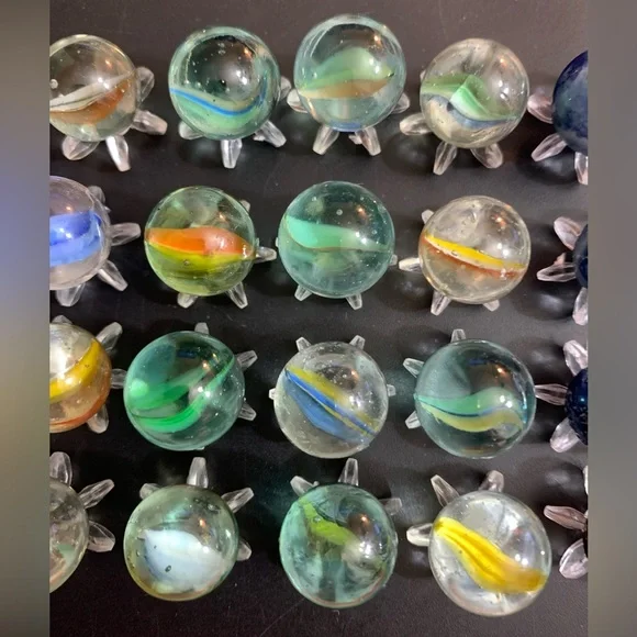 Vintage Bennington & Cat's Eye Colorful Clay & Glass Marbles Multi-Color Marbles - Picture 3 of 16